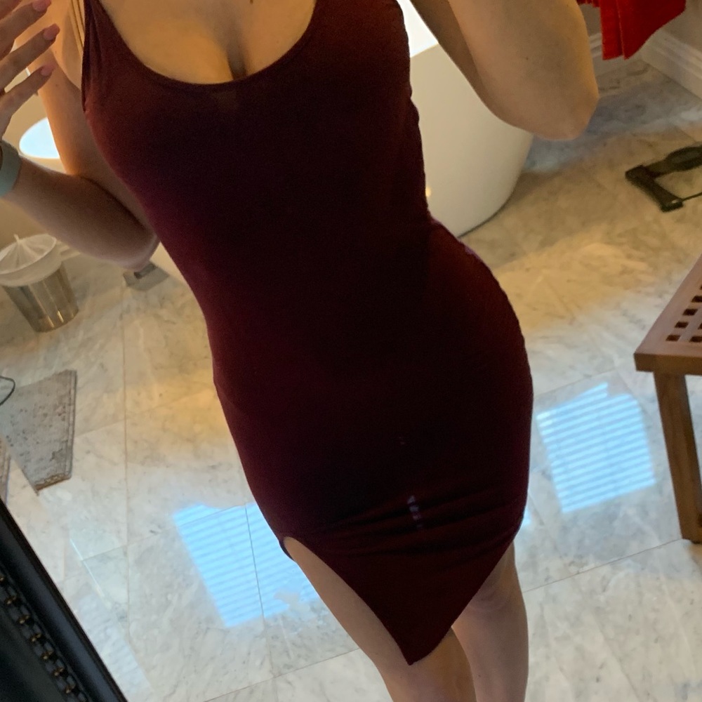 maroon / burgundy slip bodycon dress